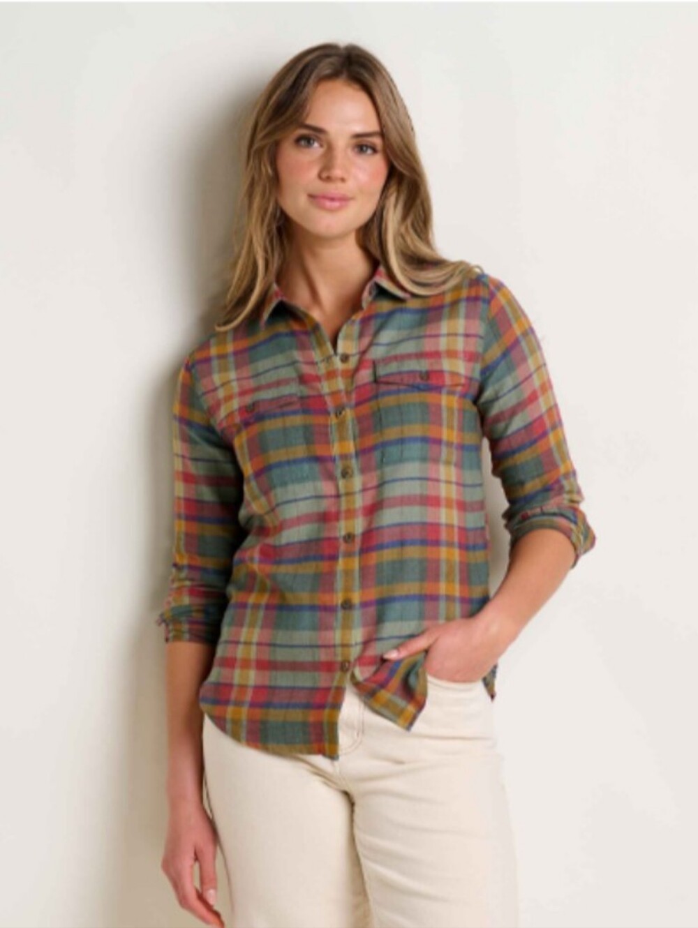 Toad & Co Women's Re-form Button Down Flannel Shirt Size M Fall Classic Casual